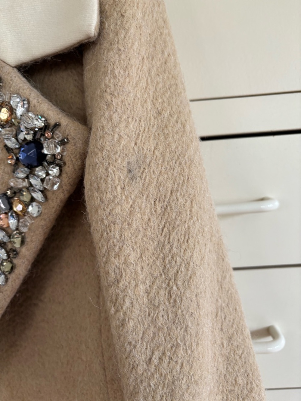 J. Crew Collection Wool Blend Double-Breasted Coat with embellished collar - Picture 7 of 8